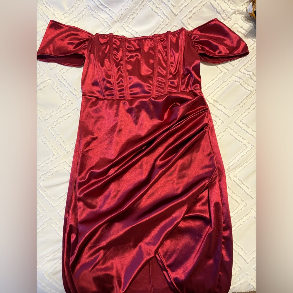 Corset red dress off shoulder